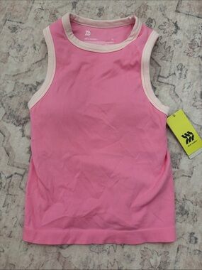 all in motion Bright Pink Ribbed Tank with Pale Pink Trim